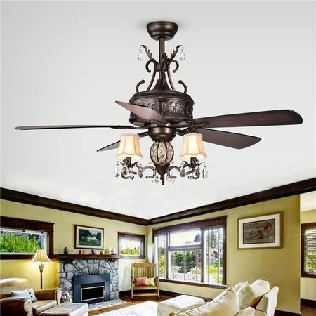 WAREHOUSE OF TIFFANY Warehouse of Tiffany CFL-8211REMO-AB 52 in. Firtha Indoor Remote Controlled Ceiling Fan with Light Kit; Bronze CFL-8211REMO/AB